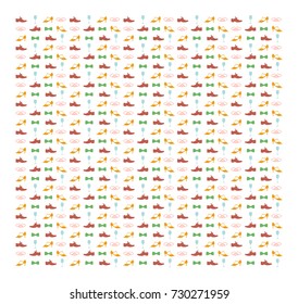 Vector pattern with wineglass, bow tie and men and lady shoes