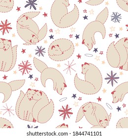 Vector pattern winter theme arctic fox. Vector pattern winter theme. Ideal for fabrics, cards, gift wrapping paper, wallpapers, scrapbooking etc.