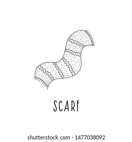 Vector pattern of wool knitted scarf in the style of doodle. hand drawn Illustration