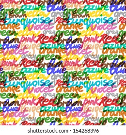 Vector pattern with words denoting color