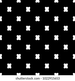 Vector Pattern With X Cross Icon. Simple Seamless Black And White Background 