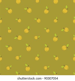 vector pattern of yellow apples with green leaves