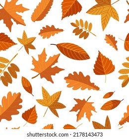 Vector pattern with yellow autumn leaves mix