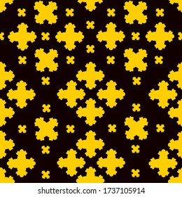 Vector pattern yellow crosse on black background.