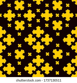Vector pattern yellow crosse on black background.