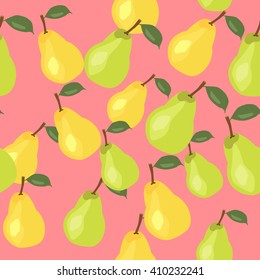 Vector pattern of yellow and green pear