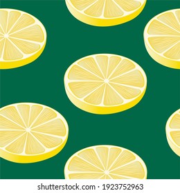 vector pattern with yellow lemon slice. flat image of a pattern of lemon slices.