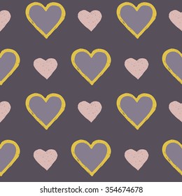 vector pattern of yellow and pink hearts on gray background