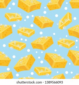vector pattern with yellow sponges for washing