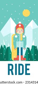 Vector pattern for your phone case with nice snowboarder (flat design)