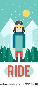 Vector pattern for your phone case with nice snowboarder (flat design)