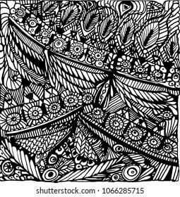 Vector pattern with zentangle background. Pattern for invitations, posters, ant stress coloring, wedding, invitation, flayers, spa, scrapbook design.