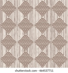 Vector pattern with zig zag in brown on texture background