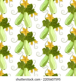 Vector pattern of zucchini.Colored vector pattern with zucchini on a transparent background.