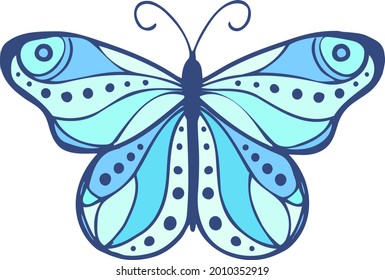 vector patterned butterfly isolated on white background