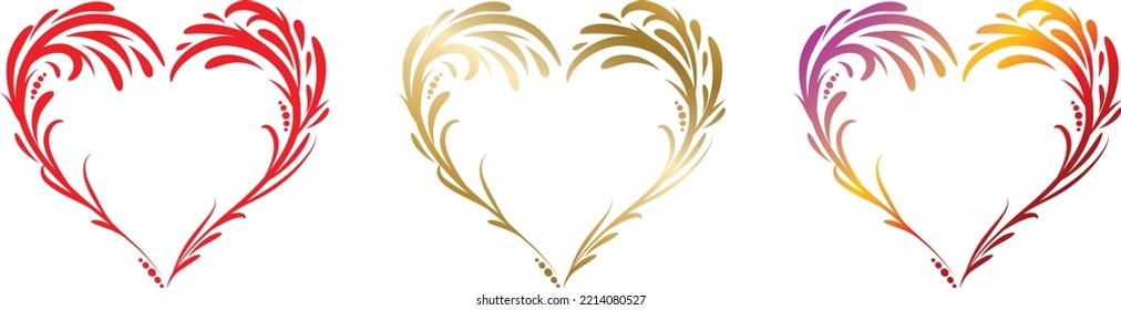 Vector patterned heart isolated on white background