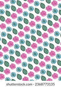Vector patterned rose flower in red and green color. Suitabe for background, wallpaper and backdrop.