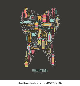 Vector patterned tooth silhouette.Pattern  on dental care theme. All objects are conveniently grouped  and are easily editable.