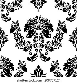 Vector  pattern,endless floral ornaments in vintage style. Original author's design, hand-drawn.