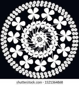 Vector pattern-flowers. White flowers on a black background. Decorations, backgrounds, photo frames.