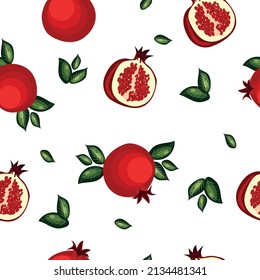 Vector pattern.pomegranate. pomegranates pattern. pomegranates with leaves pattern.