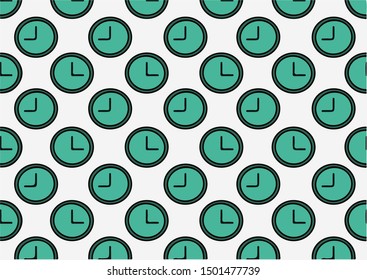 Vector Patterns With Colorful Clock Objects. Repeating Vector Texture. Isolated On White Background.  Pattern For Notebooks, Magazines And Web Sites