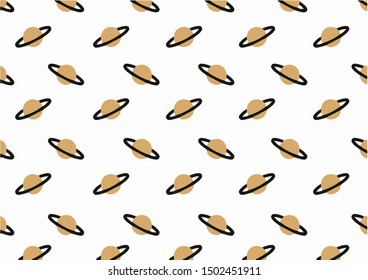 Vector patterns with colorful Saturn planet objects. Repeating vector texture. isolated on white background.  pattern for notebooks, magazines and web sites