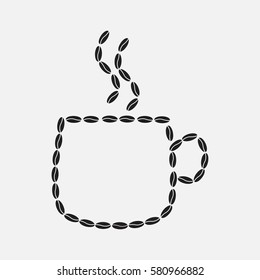 vector patterns with cups and cofee grains on the white background. Series of Food and Drink Patterns