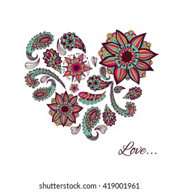 Vector patterns painted by hand. Beautiful doodle. Design elements. Heart.