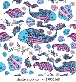 Vector patterns painted by hand. Beautiful doodle. Design elements.