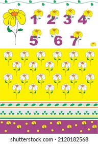 patrones vectoriales con flores amarillas para la decoración de objetos infantiles
