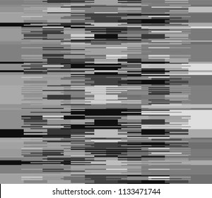 Vector pattern/texture of glitched black and white TV screen with damaged video flux. Abstract futuristic pattern.