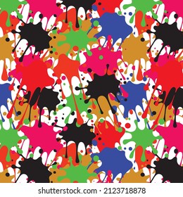 Vector patttern : pink, yellow, green, blue color spots on white. Colorful daring youth design for textile, wrapping paper, notebook cover, wallpaper.