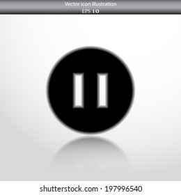 Vector pause web flat icon. Isolated on white.