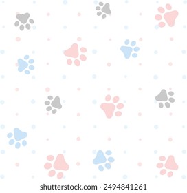 Vector Paw Childish Colorful Seamless Pattern Background for Kids