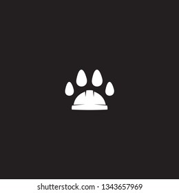 Vector Paw logo and construction helmet. Black Background
