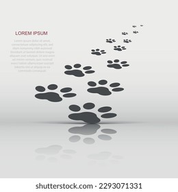 Vector paw print icon in flat style. Dog, cat, bear paw sign illustration pictogram. Animal foot business concept.