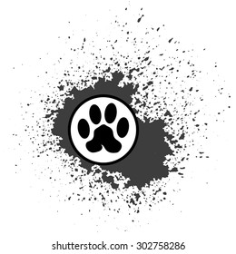 Vector Paw Print Icon Isolated on Blob Background