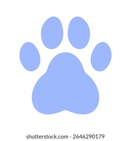 Vector paw print silhouette for pet shop logo, kids' crafts, or animal-themed decor and packaging, in pastel blue color.

