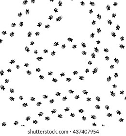 Vector Paw Prints Silhouettes Isolated on White Background