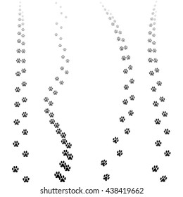 Vector Paw Prints Silhouettes Isolated on White Background
