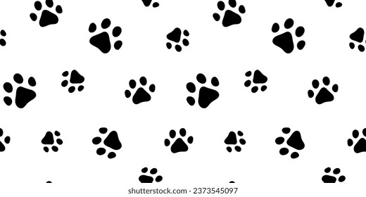 Pista vectorial de huella animal patrón sin fisuras. Pistas de perro o gato sobre fondo blanco. Silueta negra.