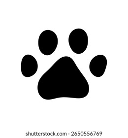 Vector paw trail of animal footprint element. Dog or cat track clipart. Black silhouette doodle.