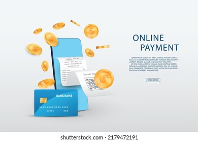 Vector payment approved, Online card payment concept. Smartphone device with receipt. Digital pay service.