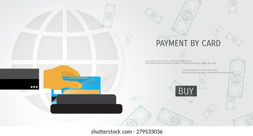 Vector payment by card concept illustration. Web shop. Internet store.
