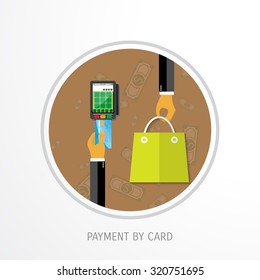 Vector payment by card concept illustration. Web shop. Internet store.