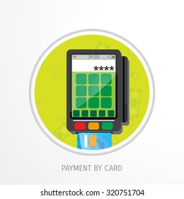 Vector payment by card concept illustration. Web shop. Internet store.