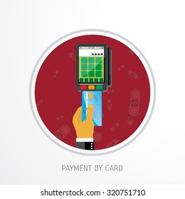 Vector payment by card concept illustration. Web shop. Internet store.