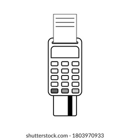 Vector payment machine and credit card. POS terminal confirms the payment by debit credit card. Vector illustration in flat design. NFC payments concept