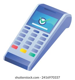 Vector payment machine and credit card. POS terminal confirms the payment by debit credit card, invoce. Vector illustration in flat design. NFC payments concept. Isometric NFC payments concept